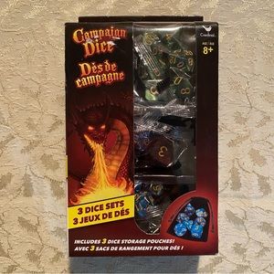 Campaign Dice 3 Dice Sets + Storage Pouches by Cardinal Industries